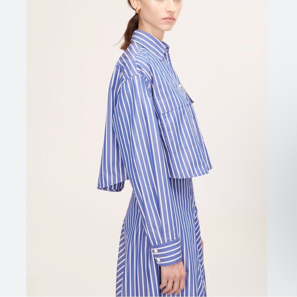 REBECCA TAYLOR Marseille Stripe Cropped Blouse - Picture 2 of 11
